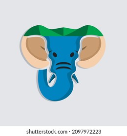 Vector Logo Illustration of Sea and Mountains Landscape Shaped Like an Elephant