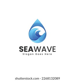 Vector Logo Illustration Sea Wave Gradient Colorful Style