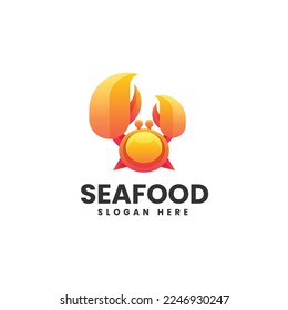 Vector Logo Illustration Seafood Gradient Colorful Style.