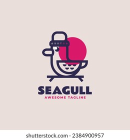 Ilustración con logotipo vectorial Estilo de arte de la línea de gaviota.