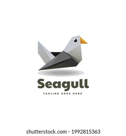 Vector Logo Illustration Seagull Low Poly Gradient Style