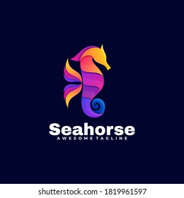 Vektorlogo Illustration Seahorse Farbverlauf-Stil.