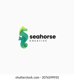 Vector Logo Illustration Seahorse Gradient Colorful Style.