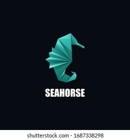 Vector Logo Illustration Seahorse Poly Colorful Style.