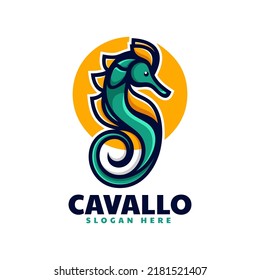 Vector Logo Illustration Seahorse Simple Mascot Style.
