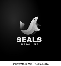 Vector Logo Illustration Seal Gradient Colorful Style.