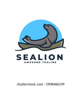 Vector Logo Illustration Seal Simple Mascot Style.