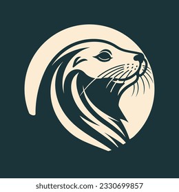 Vector logo illustration of a seal, walrus, or sea lion