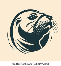 Vector logo illustration of a seal, walrus, or sea lion