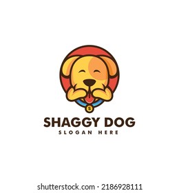 Vector Logo Illustration Shaggy Dog Mascot Cartoon Style.