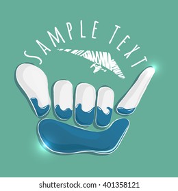 vector logo illustration. Shaka  symbol. sport  emblem. Sportsclub or championship symbol.