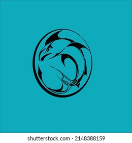 vector logo illustration shark circle