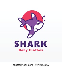 Vector Logo Illustration Shark Color Mascot Style.