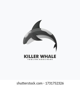 Vector Logo Illustration Shark Gradient Colorful Style