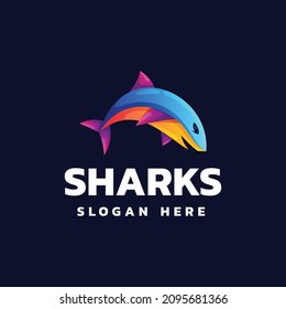 Vektorlogo Illustration Shark Farbverlauf-Stil.