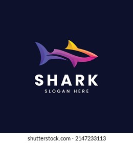 Vector Logo Illustration Shark Gradient Colorful Style.