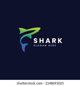 Vector Logo Illustration Shark Gradient Colorful Style.