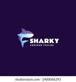 Vector Logo Illustration Shark Gradient Colorful Style.