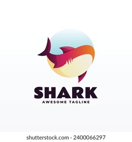 Vector Logo Illustration Shark Gradient Colorful Style.