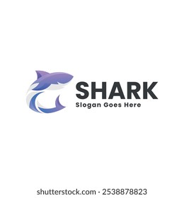 Vector Logo Illustration Shark Gradient Colorful Style