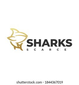 Vektorlogo Illustration Shark Line Art Farbstil.