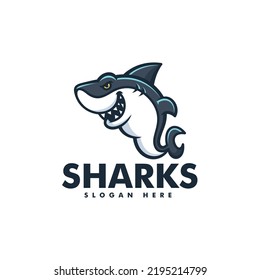 Vektorlogo Illustration Shark Mascot Cartoon Style.