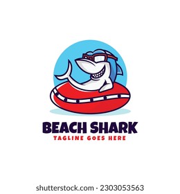 Vector Logo Illustration Shark Mascot Cartoon Style.