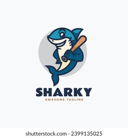 Vector Logo Illustration Shark Mascot Cartoon Style.