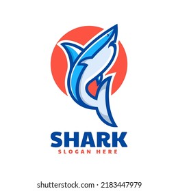 Vector Logo Illustration Shark Simple Mascot Style.