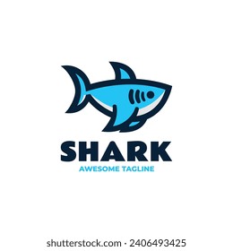 Vector Logo Illustration Shark Simple Mascot Style.