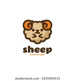 Vector Logo Illustration Sheep Mascot Cartoon Style.