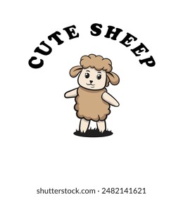 Vector Logo Illustration sheep Mascot Cartoon Style.