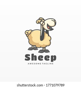 Logotipo vectorial Ilustración Oveja Sencillo Estilo Mascota.