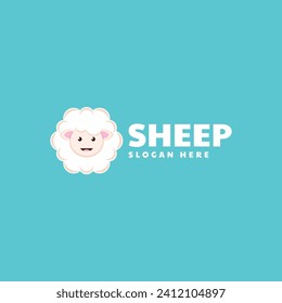 Vector Logo Illustration Sheep Simple Mascot Style