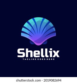 Vector Logo Illustration Shell Gradient Colorful Style.