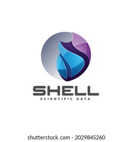 Vector Logo Illustration Shell Gradient Colorful Style.