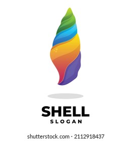 Vector Logo Illustration Shell Gradient Colorful Style.