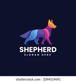 Vector Logo Illustration Shepherd Gradient Colorful Style.
