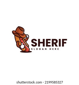 Vector Logo Illustration Sherif Hot Dog Mascot Cartoon Style.