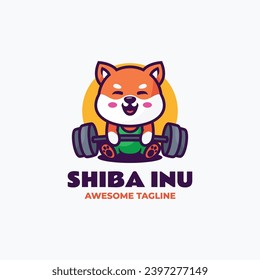 Vector Logo Illustration Shiba Inu Mascot Cartoon Style.