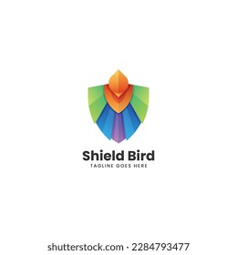 Vektorlogo Illustration Shield Bird Farbverlauf-Stil.