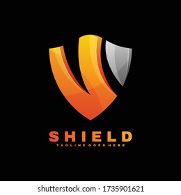 Vector Logo Illustration Shield Gradient Colorful Style.