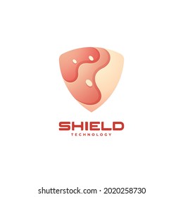 Vector Logo Illustration Shield Gradient Colorful Style.