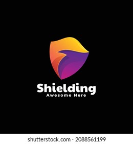 Vector Logo Illustration Shield Gradient Colorful Style.