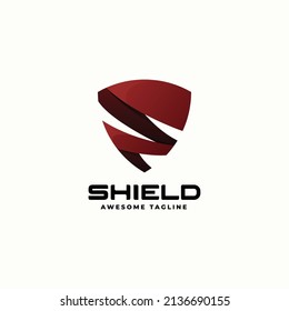 Vector Logo Illustration Shield Gradient Colorful Style.