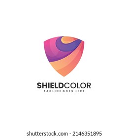 Vector Logo Illustration Shield Gradient Colorful Style.