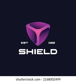 Vector Logo Illustration Shield Gradient Colorful Style.