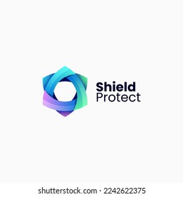 Vector Logo Illustration Shield Gradient Colorful Style.