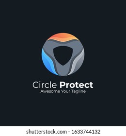 Vector Logo Illustration Shield Protect Gradient Colorful