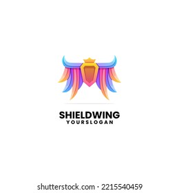 Ilustración del logotipo del vector estilo de color gradiente del ala